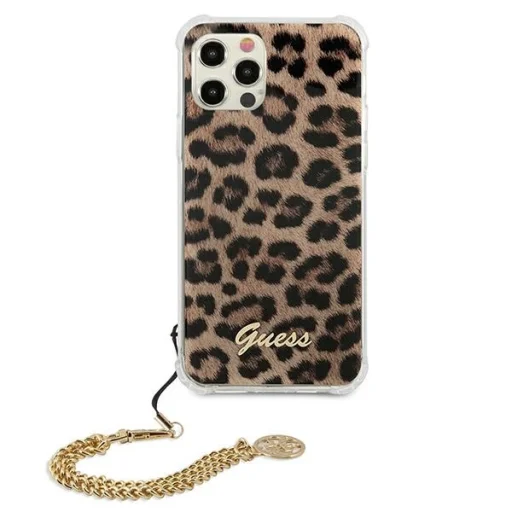 iPhone 12 Pro Max Guess GUHCP12LKSLEO Leopard Gold Chain tok lánccal - 3