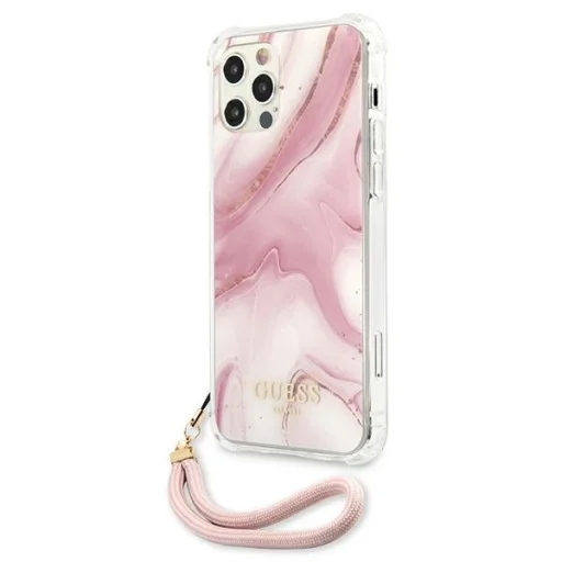 iPhone 12 Pro Max Guess GUHCP12LKSMAPI Marble tok pánttal pink - 2