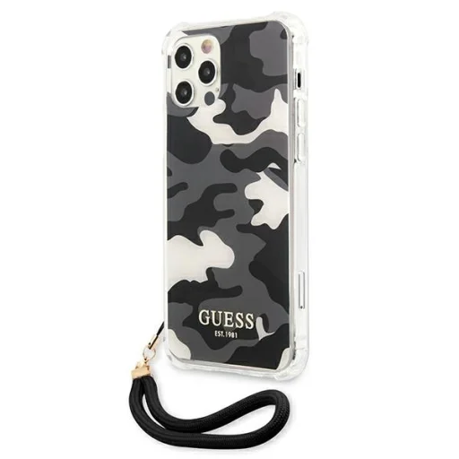 iPhone 12/ 12 Pro Guess GUHCP12MKSARBK Camo tok pánttal terepmintás fekete - 2