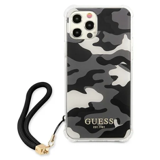 iPhone 12 Pro Max Guess GUHCP12LKSARBK Camo tok pánttal terepmintás fekete - 3
