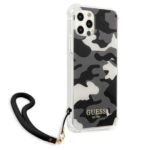 iPhone 12 Pro Max Guess GUHCP12LKSARBK Camo tok pánttal terepmintás fekete - 2