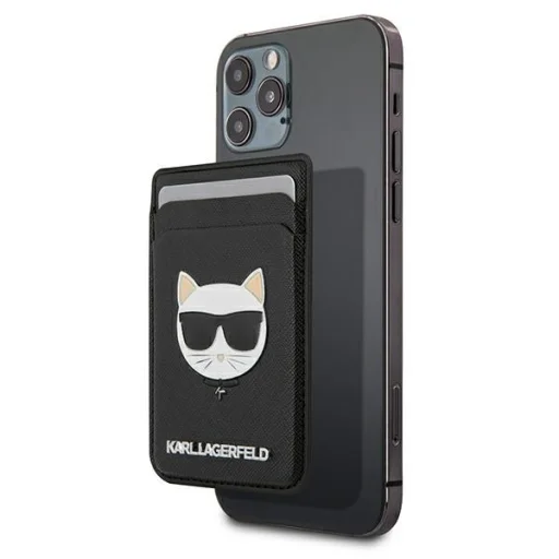 Karl Lagerfeld KLWMSCHSFBK Saffiano Choupette Head hátlapi MagSafe kártyatartó fekete - 1