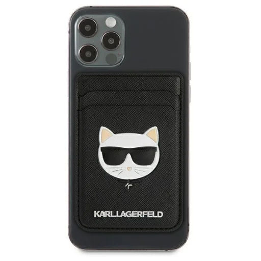Karl Lagerfeld KLWMSCHSFBK Saffiano Choupette Head hátlapi MagSafe kártyatartó fekete - 2