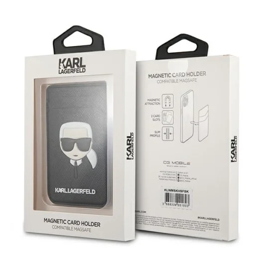 Karl Lagerfeld KLWMSKHSFBK Saffiano Karls Head hátlapi MagSafe kártyatartó fekete - 3