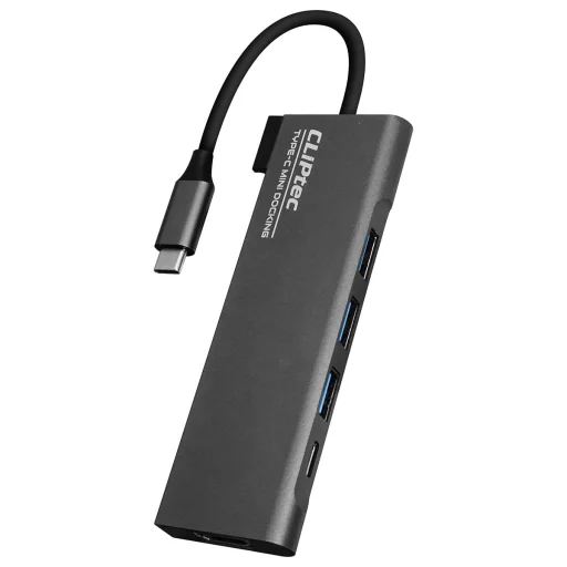 Cliptec USB HUB Adapter, USB Type-C Csatlakozással - 3xUSB 3.1 + USB Type-C + HDMI Aljzattal Szürke - 1