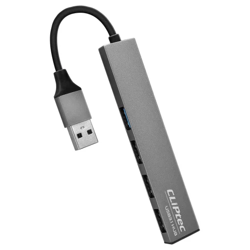 Cliptec USB HUB Adapter, USB Type-C Csatlakozással - USB 3.1 + 3xUSB 2.0 - Thunder II Szürke - 1
