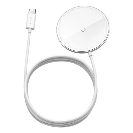Baseus mini Mágneses Qi vezeték nélküli töltő 15W (MagSafe kompatibilis) fehér (WXJK-F02) - 8