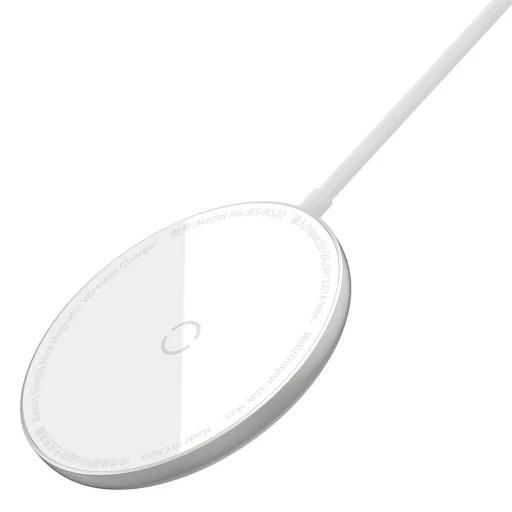 Baseus mini Mágneses Qi vezeték nélküli töltő 15W (MagSafe kompatibilis) fehér (WXJK-F02) - 4