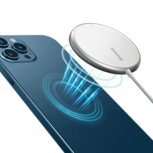 Baseus mini Mágneses Qi vezeték nélküli töltő 15W (MagSafe kompatibilis) fehér (WXJK-F02) - 1