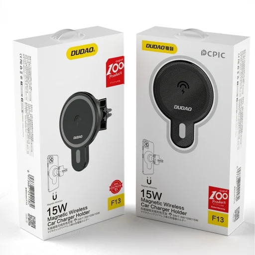 Dudao Mágneses uatós telefontartó és Qi vezeték nélküli töltő 15W (MagSafe kompatibilis) fekete (F13) - 2