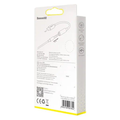 Baseus L54 USB Type-C - 3.5mm jack audio adapter kábel szürke (CATL54-0G) DAC - 7