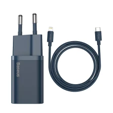 Baseus Super Si Hálózati töltő adapter QC + USB Type-C - Lightning 1m kábel 20W kék (TZCCSUP-B03)