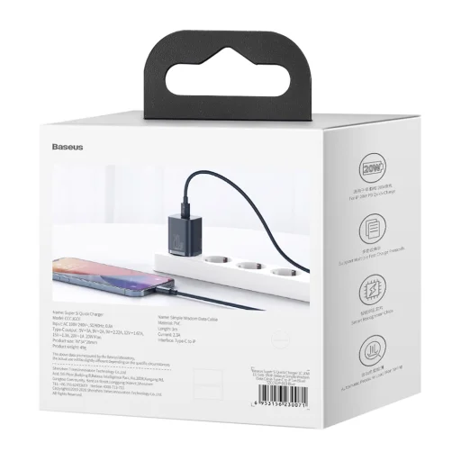 Baseus Super Si Hálózati töltő adapter QC + USB Type-C - Lightning 1m kábel 20W kék (TZCCSUP-B03) - 7