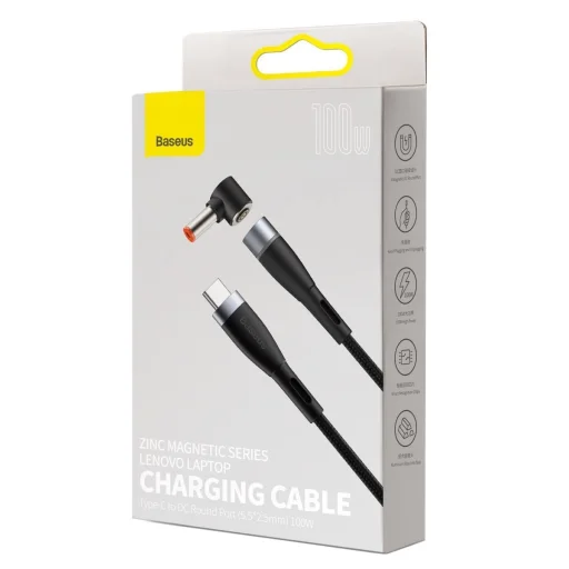 Baseus Zinc Mágneses kábel USB Type-C - Lenovo 5,5x2,5mm 100W 2m fekete (CATXC-X01) - 8