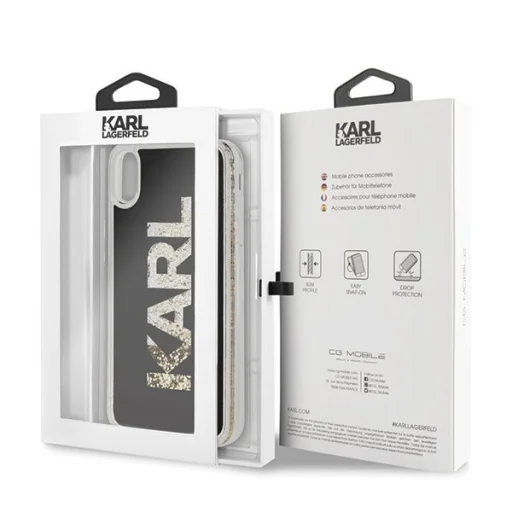 iPhone Xs Max Karl Lagerfeld KLHCI65KAGBK Karl Logo Glitter tok fekete/ arany - 4