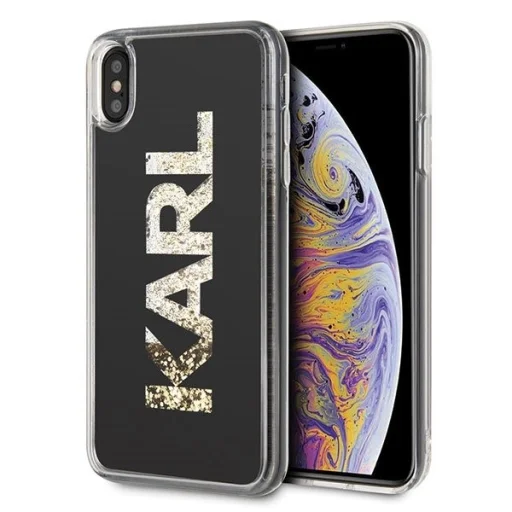 iPhone Xs Max Karl Lagerfeld KLHCI65KAGBK Karl Logo Glitter tok fekete/ arany - 1