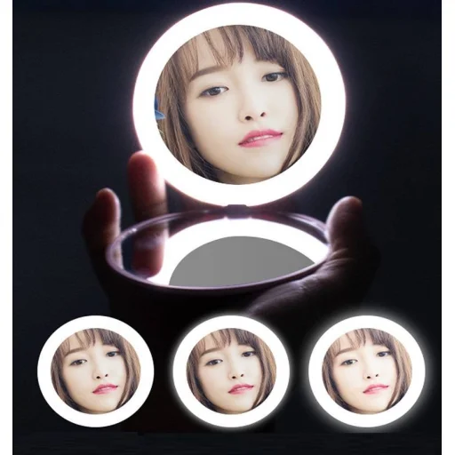 Hordozható sminktükör LED világítással pink - 9