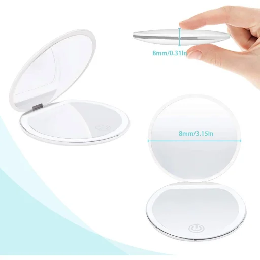 Hordozható sminktükör LED világítással fehér - 2