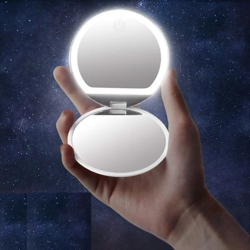 Hordozható sminktükör LED világítással fehér - 4