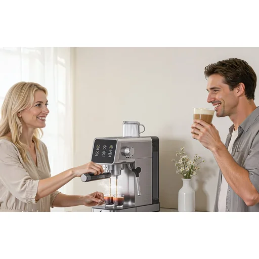 AMZCHEF CE-AZ-EM1507-SV félautomata eszpresszógép, 20 bar - 4