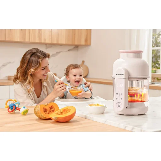 AMZCHEF CE-F5-CW bébiétel-készítő gőzölő és turmixoló funkcióval - 3