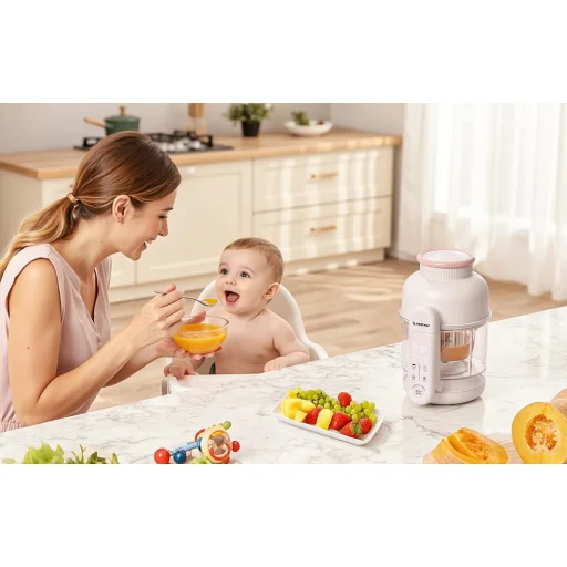 AMZCHEF CE-F5-CW bébiétel-készítő gőzölő és turmixoló funkcióval - 4