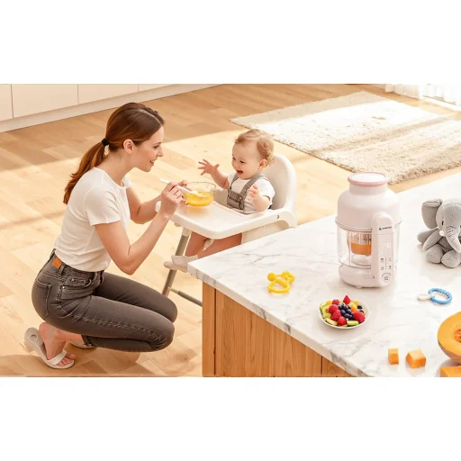 AMZCHEF CE-F5-CW bébiétel-készítő gőzölő és turmixoló funkcióval - 6