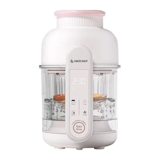 AMZCHEF CE-F5-CW bébiétel-készítő gőzölő és turmixoló funkcióval - 1