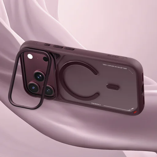  iPhone 18 Pro / iPhone 17 Pro cseresznyepiros Blueo matt, hőelvezető, MagSafe-kompatibilis tok kihajtható támasszal - 2