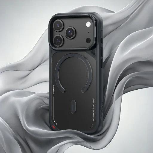  iPhone 18 Pro / iPhone 17 Pro cseresznyepiros Blueo matt, hőelvezető, MagSafe-kompatibilis tok kihajtható támasszal - 5