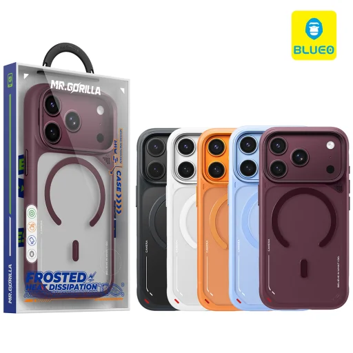  iPhone 18 Pro / iPhone 17 Pro cseresznyepiros Blueo matt, hőelvezető, MagSafe-kompatibilis tok kihajtható támasszal - 7