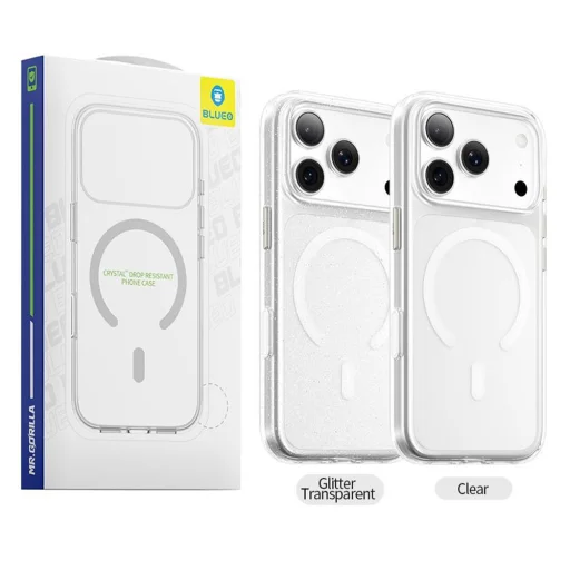  iPhone 18 Pro / iPhone 17 Pro Blueo Crystal Pro Anti-Drop MagSafe csillámos, átlátszó tok - 5