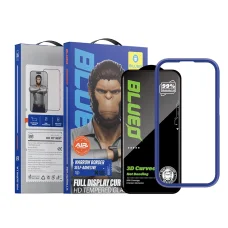 iPhone 18 Pro Max / iPhone 17 Pro Max / iPhone 16 Pro Max fekete Blueo 3D HD üvegfólia, teljes kijelzőt fedő, ívelt szélű, felhelyezővel