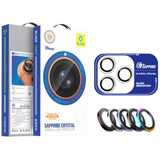  iPhone 18 Pro / iPhone 18 Pro Max cseresznyepiros Blueo zafírkristály kameraobjektív-védő üvegfólia - 3
