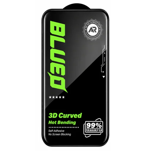  Apple iPhone 18 Pro Max Blueo AR betekintésvédő, 3D ívelt kijelzővédő üvegfólia – fekete - 3