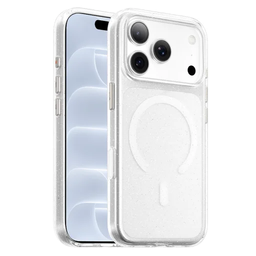  iPhone 18 Pro / iPhone 17 Pro Blueo Crystal Pro Anti-Drop MagSafe csillámos, átlátszó tok - 1