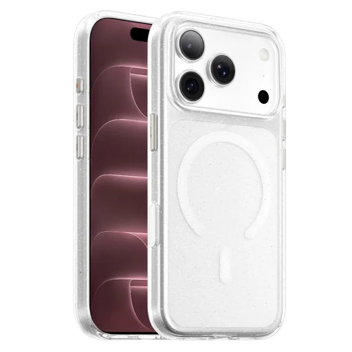  iPhone 18 Pro Max és iPhone 17 Pro Max Blueo Crystal Pro MagSafe átlátszó, csillámos tok - 1
