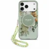  iPhone 18 Pro Max / iPhone 17 Pro Max zöld Guess IML virágmintás, gyöngypántos MagSafe tok thumbnail