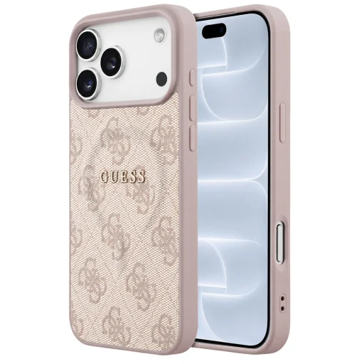  iPhone 18 Pro / iPhone 17 Pro Guess 4G dombornyomott, gyűrűs MagSafe tok, rózsaszín (GUHMP18LP4MSEGP) - 1