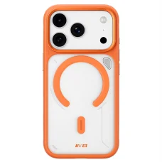  iPhone 18 Pro / iPhone 17 Pro Blueo matt, hőelvezető MagSafe tok kihajtható támasztékkal – narancssárga/átlátszó