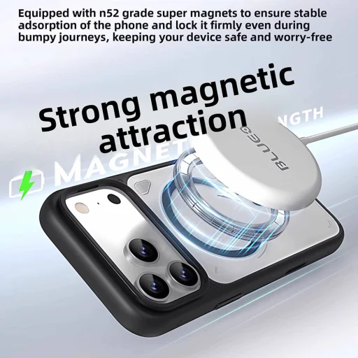  iPhone 18 Pro / iPhone 17 Pro Blueo matt, hőelvezető MagSafe tok kihajtható támasztékkal – narancssárga/átlátszó - 5