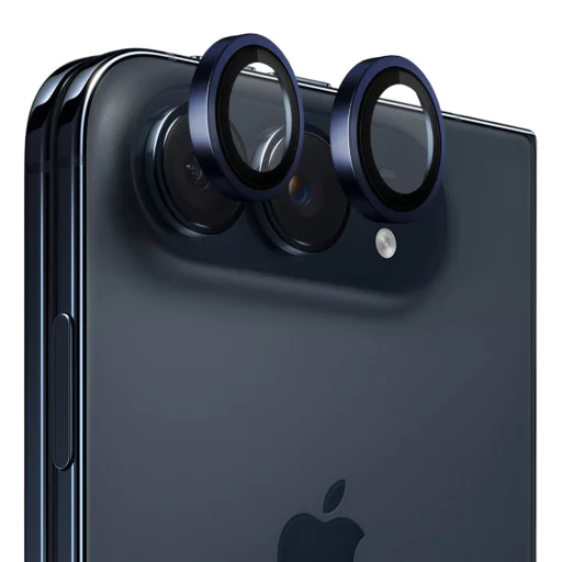  iPhone Duo kék Blueo eredeti fémkeretes kameravédő üvegfólia - 1