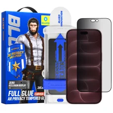  Apple iPhone 18 Pro Max fekete Blueo betekintésgátló AR 3D ívelt kijelzővédő üveg Pro felhelyezővel