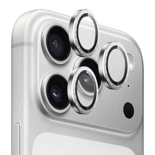  iPhone 18 Pro / iPhone 18 Pro Max Blueo fémkeretes, gyémántcsillogású kameralencse-védő üvegfólia - 1