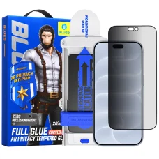 iPhone 18 Pro fekete Blueo AR 3D ívelt betekintésgátló kijelzővédő üvegfólia felhelyezővel