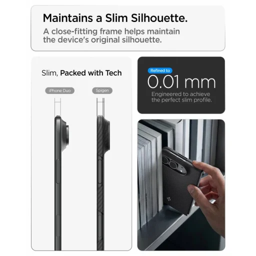  Apple iPhone Duo fekete Spigen AirSkin Aramid MagFit MagSafe tok - 10