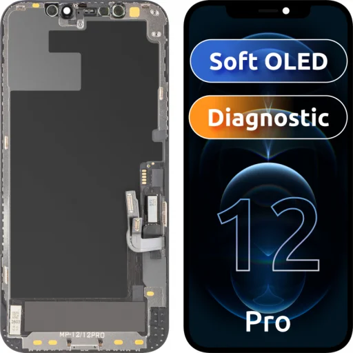  Apple iPhone 12 / 12 Pro fekete MP rugalmas OLED kijelzőmodul, FHD - 1