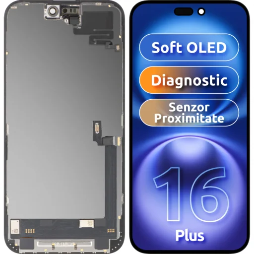  Apple iPhone 16 Plus MP utángyártott kijelzőmodul közelség- és fényérzékelővel, lágy OLED, diagnosztikai változat, fekete - 1