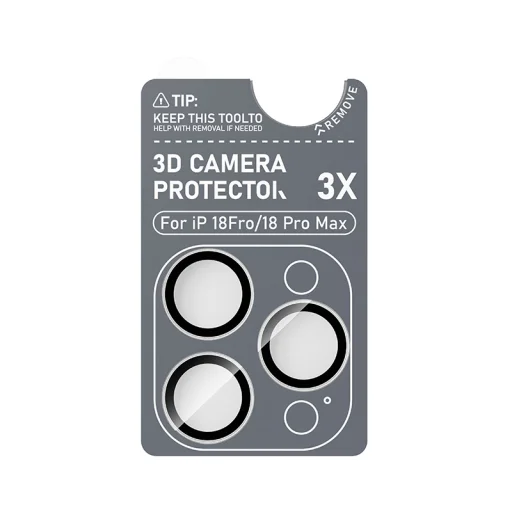  iPhone 18 Pro/18 Pro Max fekete Borofone BF14 3D fémkeretes edzett üveg kameralencsevédő - 3