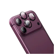  iPhone 18 Pro/18 Pro Max Borofone BF14 3D piros, fémkeretes edzett üveg kameravédő